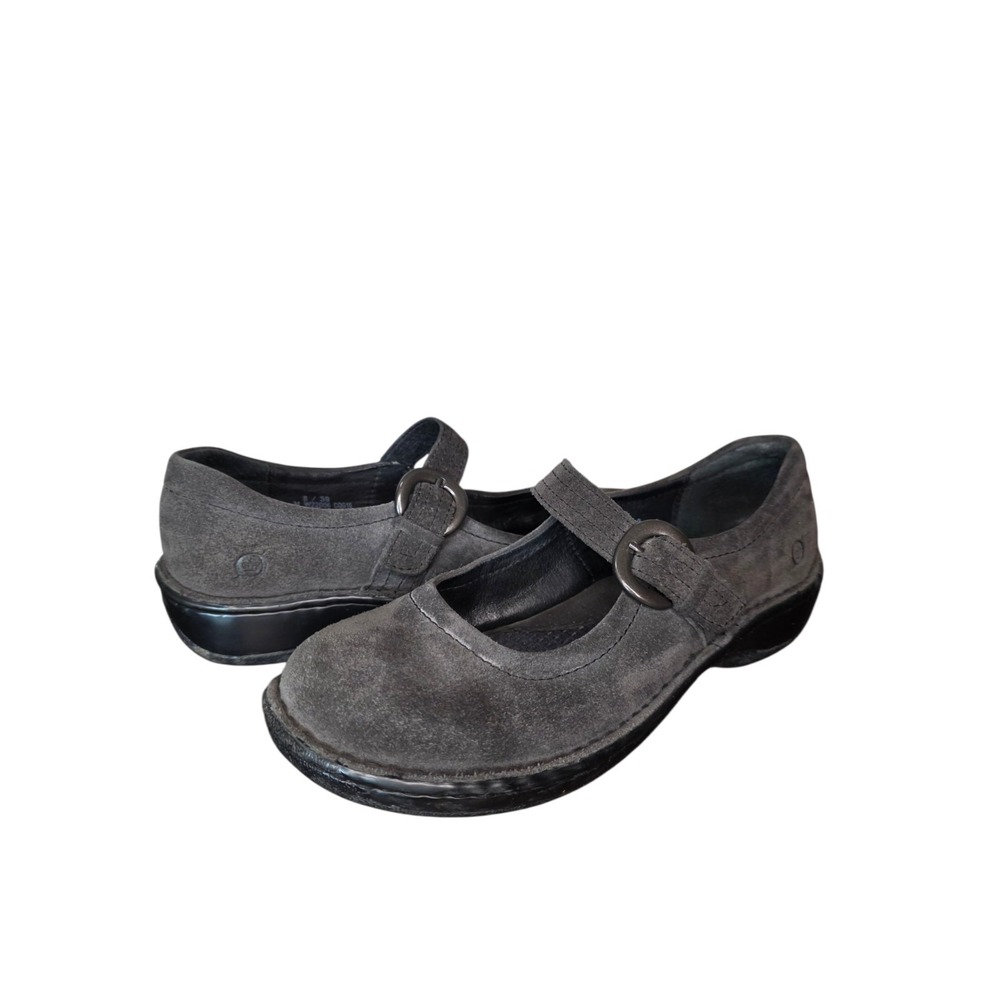 Born Womens Gray Suede Mary Jane Flats Comfort Shoes Size 8 EU 39
